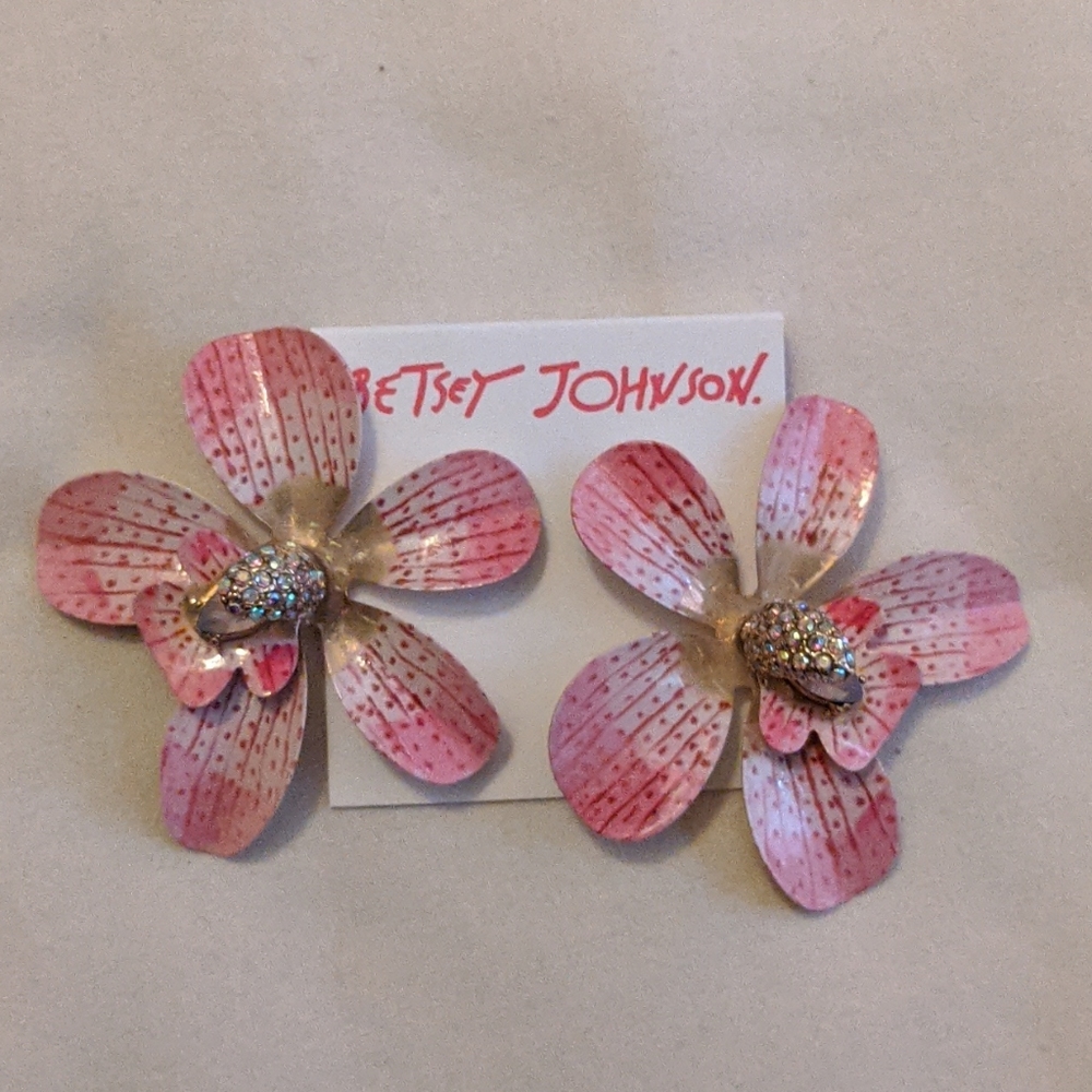 Betsey Johnson Orchid Earrings
